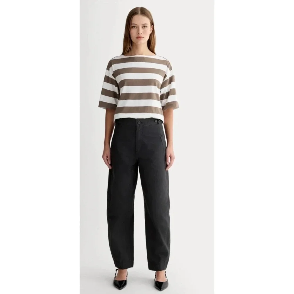 Everlane Fatigue Barrel Pant 4 Dark Grey Hi Rise Cotton Linen Minimalist Staple